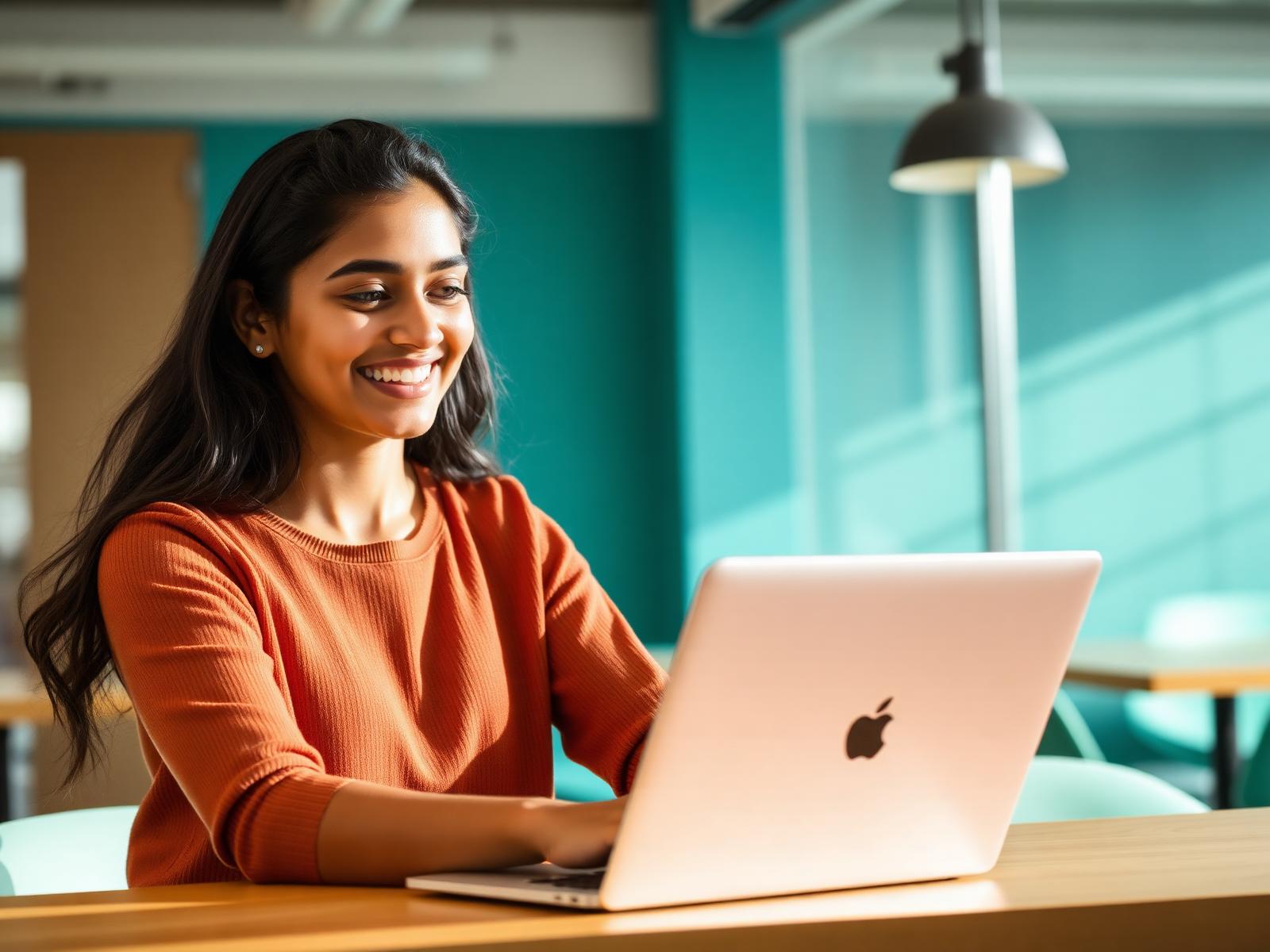 A young professional exploring personalized opportunities on her laptop